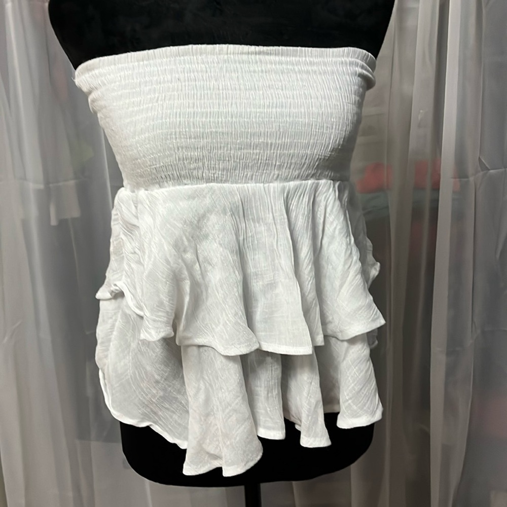 strapless flowy white top